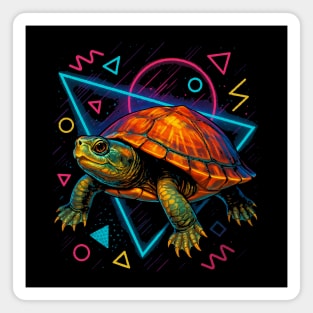 Retro Neon New Guinea Sideneck Turtle Magnet